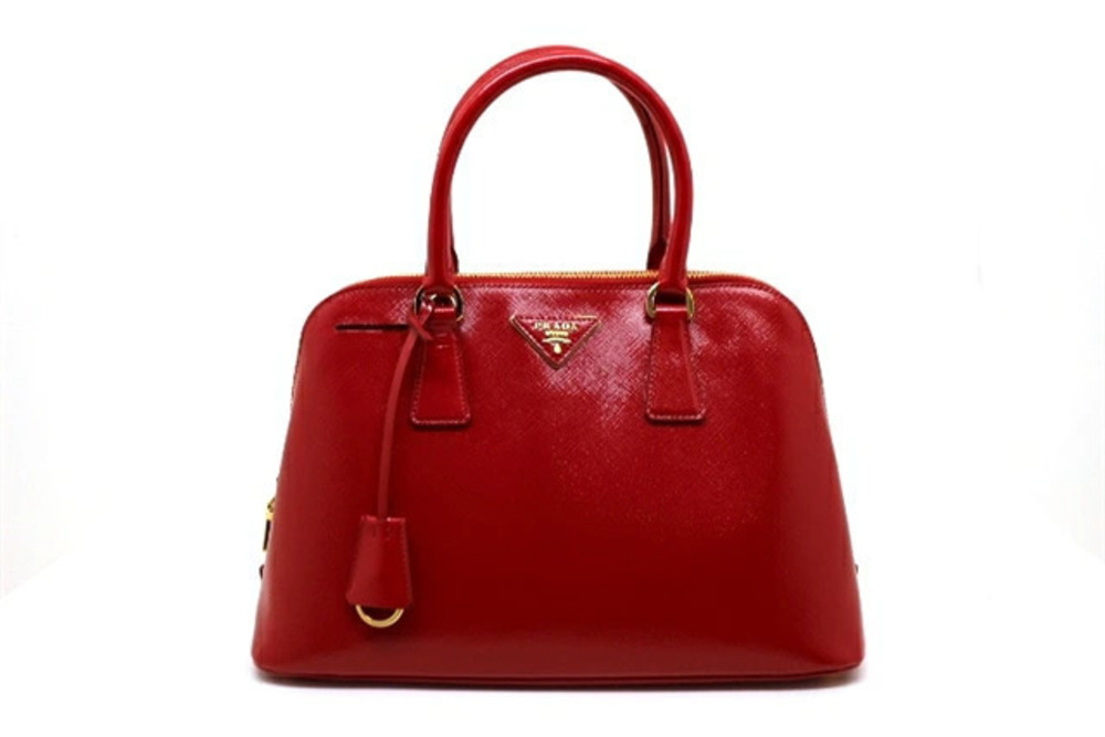 Prada Bag Shoulder Embossed Leather Red